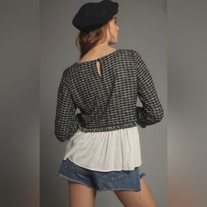 Maeve Black and White Textured BlouseAnthropologie Maeve Tweed Twofer Top brand